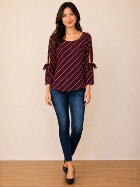 ❤ ANN TAYLOR FLOWY TIE ARM TOP/SHIRT / BLOUSE, XXS